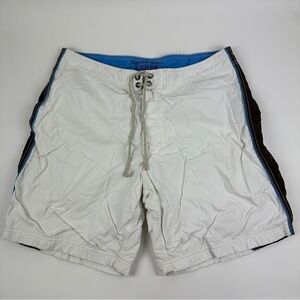 J Crew Original Swimwear Swim Trunks Men 38 White Blue